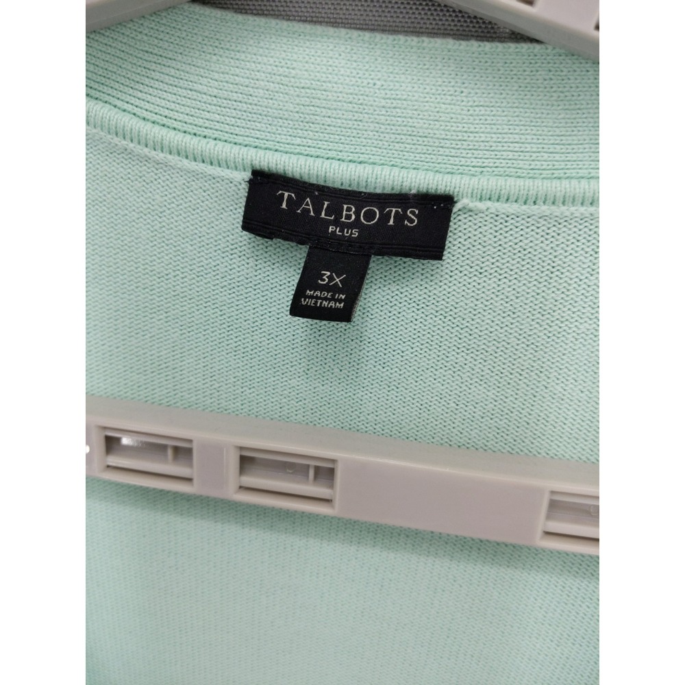 Talbots Cardigan Sweater Women 3X Mint Green V-Neck Button Front - Picture 7 of 9